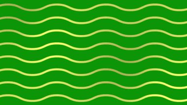 Animasyon altın dalgalı çizgiler. Doğrusal arkaplan. Dekoratif desen. Döngülü video. Vektör illüstrasyonu yeşil arkaplanda izole edildi.