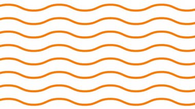 Animasyon turuncu dalgalı çizgiler. Doğrusal arkaplan. Dekoratif desen. Döngülü video. Vektör illüstrasyonu beyaz arkaplanda izole edildi.
