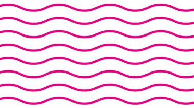 Animasyon mor dalgalı çizgiler. Doğrusal pembe arka plan. Dekoratif desen. Döngülü video. Vektör illüstrasyonu beyaz arkaplanda izole edildi.