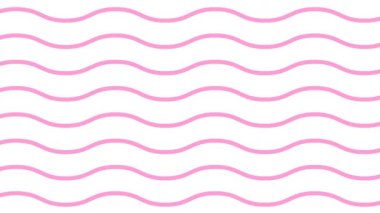 Animasyon pembe dalgalı çizgiler. Doğrusal arkaplan. Dekoratif desen. Döngülü video. Vektör illüstrasyonu beyaz arkaplanda izole edildi.
