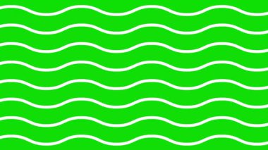 Canlandırılmış beyaz dalgalı çizgiler. Doğrusal arkaplan. Dekoratif desen. Döngülü video. Vektör illüstrasyonu yeşil arkaplanda izole edildi.