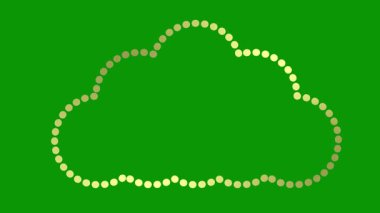 Bulutun altın çizgisel sembolü. Bulut deposu kavramı, hava durumu. Yeşil arkaplanda vektör çizimi. Döngülü video.