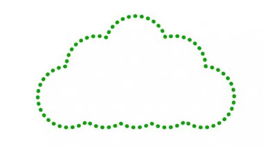Bulutun yeşil çizgisel sembolü. Bulut deposu kavramı, hava durumu. Beyaz arkaplanda vektör illüstrasyonu. Döngülü video.