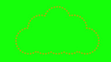 Bulutun canlandırılmış turuncu çizgisel sembolü. Bulut deposu kavramı, hava durumu. Yeşil arkaplanda vektör çizimi. Döngülü video.