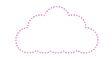 Bulutun canlı pembe çizgisel sembolü. Bulut deposu kavramı, hava durumu. Beyaz arkaplanda vektör illüstrasyonu. Döngülü video.