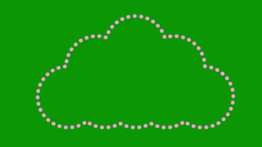 Bulutun canlı pembe çizgisel sembolü. Bulut deposu kavramı, hava durumu. Yeşil arkaplanda vektör çizimi. Döngülü video.