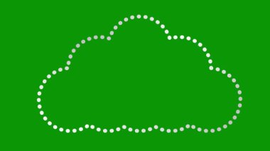 Bulutun canlı gümüş çizgisel sembolü. Bulut deposu kavramı, hava durumu. Yeşil arkaplanda vektör çizimi. Döngülü video.