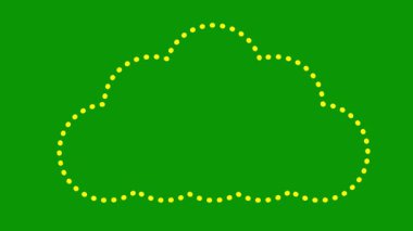 Bulutun hareketli sarı çizgisel sembolü. Bulut deposu kavramı, hava durumu. Yeşil arkaplanda vektör çizimi. Döngülü video.