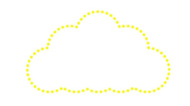 Bulutun hareketli sarı çizgisel sembolü. Bulut deposu kavramı, hava durumu. Beyaz arkaplanda vektör illüstrasyonu. Döngülü video.