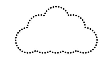 Bulutun hareketli siyah çizgisel sembolü. Bulut deposu kavramı, hava durumu. Beyaz arkaplanda vektör illüstrasyonu. Döngülü video.