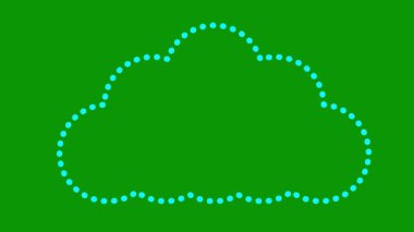 Bulutun hareketli mavi çizgisel sembolü. Bulut deposu kavramı, hava durumu. Yeşil arkaplanda vektör çizimi. Döngülü video.