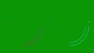 Canlandırılmış pembe mavi gözlüklerin çizgisel sembolü çizilir. Gözlüklerin doğrusal simgesi. Döngülü video. Göz doktorluğu kavramı. Yeşil arkaplanda vektör illüstrasyonu.