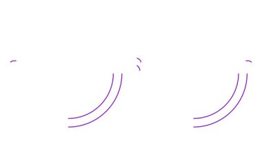 Gözlüklerin hareketli mor çizgisel sembolü çizilir. Gözlüklerin doğrusal simgesi. Döngülü video. Göz doktorluğu kavramı. Beyaz arkaplanda vektör illüstrasyonu.