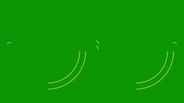 Gözlüklerin hareketli sarı çizgisel sembolü çizilir. Gözlüklerin doğrusal simgesi. Döngülü video. Göz doktorluğu kavramı. Yeşil arkaplanda vektör illüstrasyonu.