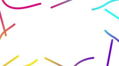 Rengarenk renkli dalgalı çizgiler çiziliyor. Kopya alanı ile doğrusal arkaplan. Döngülü video. Vektör illüstrasyonu beyaz arkaplanda izole edildi.