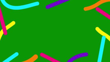 Rengarenk renkli dalgalı çizgiler çiziliyor. Kopya alanı ile doğrusal arkaplan. Döngülü video. Vektör illüstrasyonu yeşil arkaplanda izole edildi.