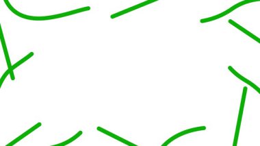 Canlandırılmış yeşil dekoratif dalgalı çizgiler çizildi. Kopya alanı ile doğrusal arkaplan. Döngülü video. Vektör illüstrasyonu beyaz arkaplanda izole edildi.