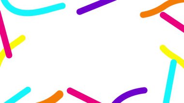 Rengarenk renkli dalgalı çizgiler çiziliyor. Kopya alanı ile doğrusal arkaplan. Döngülü video. Vektör illüstrasyonu beyaz arkaplanda izole edildi.