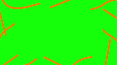 Animasyon turuncu dalga çizgileri çizildi. Kopya alanı ile doğrusal arkaplan. Döngülü video. Vektör illüstrasyonu yeşil arkaplanda izole edildi.