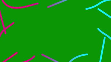 Animasyon pembe dekoratif dalgalı çizgiler çizildi. Kopya alanı ile doğrusal arkaplan. Döngülü video. Vektör illüstrasyonu yeşil arkaplanda izole edildi.