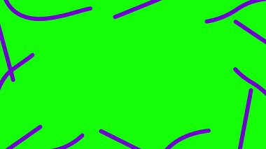Animasyon menekşe dekoratif dalga çizgileri çizildi. Kopya alanı ile doğrusal arkaplan. Döngülü video. Vektör illüstrasyonu yeşil arkaplanda izole edildi.