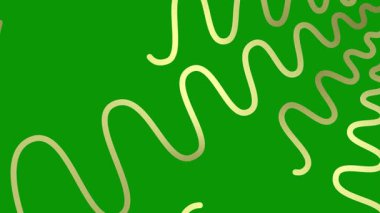 Animasyon altın renkli dalga çizgileri çizildi. Doğrusal arkaplan. Döngülü video. Vektör illüstrasyonu yeşil arkaplanda izole edildi.