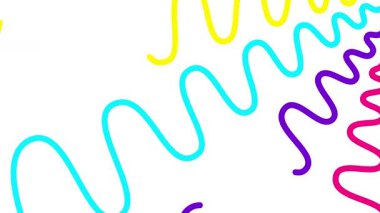 Rengarenk renkli dalgalı çizgiler çiziliyor. Doğrusal çok renkli arkaplan. Döngülü video. Vektör illüstrasyonu beyaz arkaplanda izole edildi.