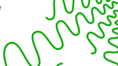 Canlandırılmış yeşil dekoratif dalgalı çizgiler çizildi. Doğrusal arkaplan. Döngülü video. Vektör illüstrasyonu beyaz arkaplanda izole edildi.