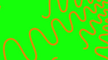 Animasyon turuncu dalga çizgileri çizildi. Doğrusal arkaplan. Döngülü video. Vektör illüstrasyonu yeşil arkaplanda izole edildi.