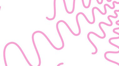 Animasyon pembe dekoratif dalgalı çizgiler çizildi. Doğrusal arkaplan. Döngülü video. Vektör illüstrasyonu beyaz arkaplanda izole edildi.