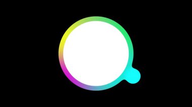 Sıvı efektli renkli daire çerçeve. Beyaz fotokopi alanı olan pankart. Vektör illüstrasyonu siyah arkaplanda izole edildi. Döngülü video. 