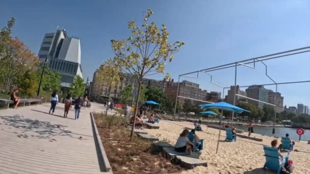 New York 2023 Október Nyilvános Strand Épül Greenwich Village Ben — Stock videók