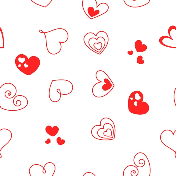 Векторное Изображение Узора Красными Сердцами Разной Формы Подходит Упаковки Печати — стоковый вектор