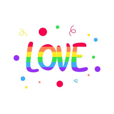 LGBT gurur gökkuşağı metin etiketi. Vektör illüstrasyonu