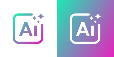 Yapay zeka simgeleri oluştur. Yapay zeka ve makine öğrenme teknolojisi konsepti. Uygulama ve web sitesi için simge ögesi. Vektör illüstrasyonu.