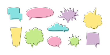 Vektör sohbet baloncukları simgeleri kümesi. İleti baloncuklarının vektör şablonu sohbet kutuları simgeleri.