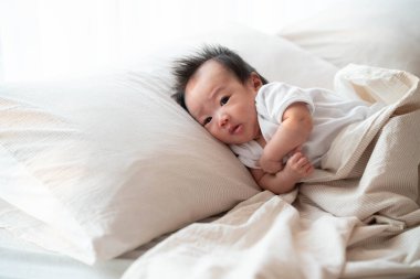 Yumuşak bir yatakta uzanmış, sabah ışığı pencereden içeri süzülen yastığa nazikçe uzanmış bir bebeğin huzurlu bir görüntüsü. Bebeğin sakin ifadesi ve rahat çevresi sıcak ve rahatlatıcı bir atmosfer yaratarak erken yaşların özünü yakalıyor. 