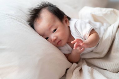 Yumuşak bir yatakta uzanmış, sabah ışığı pencereden içeri süzülen yastığa nazikçe uzanmış bir bebeğin huzurlu bir görüntüsü. Bebeğin sakin ifadesi ve rahat çevresi sıcak ve rahatlatıcı bir atmosfer yaratarak erken yaşların özünü yakalıyor. 