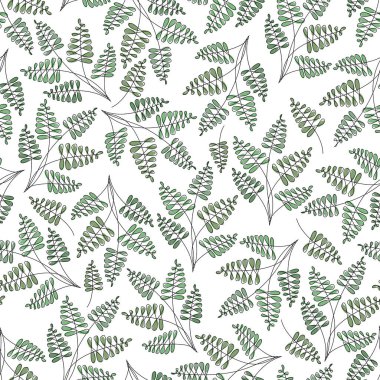 Renkli vektör çizimi. Kusursuz çizgi film deseni, Zamioculcas, egzotik bitki, kaktüs..