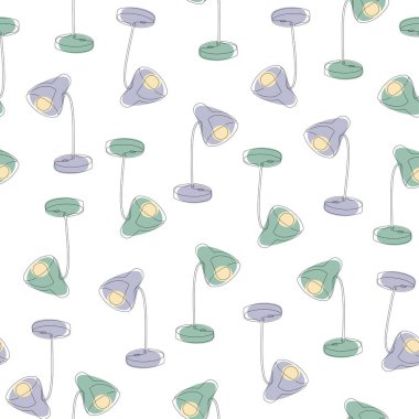 Light bulbs seamless pattern background. Business flat vector illustration. Continuous line, decor aesthetic outline, posters, stickers, logo. Vector illustration