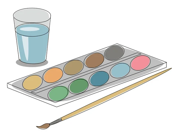 Boyama Araçları Öğeleri Renkli Vektör Set Karikatür Sanat Malzemeleri Şövale — Stok Vektör