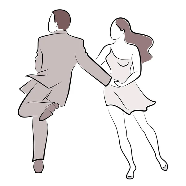 Beau Jeune Couple Fille Gars Dansent Art Créatif Image Graphique — Image vectorielle