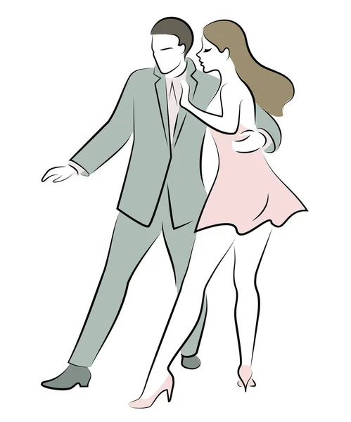 Güzel Genç Bir Çift Kız Adam Dans Ediyorlar Yaratıcı Sanat — Stok Vektör