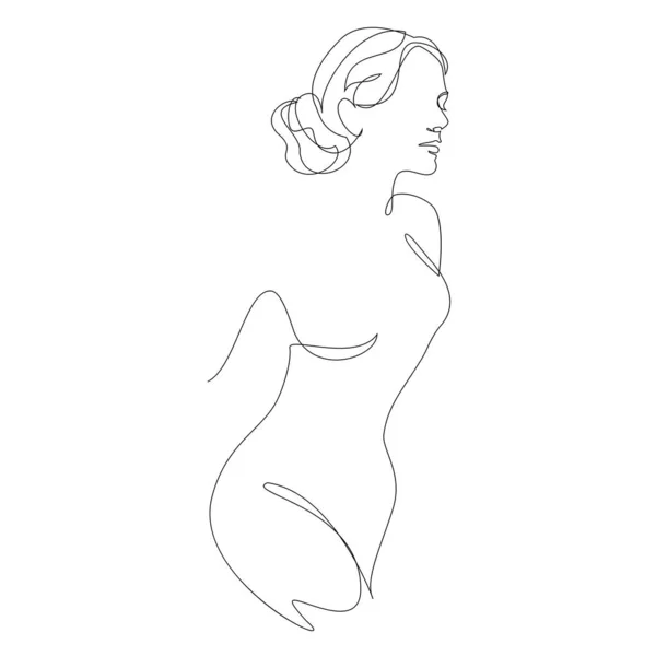 Silhouetten Eines Mädchens Modernen Einzeiler Stil Durchgehende Linienzeichnung Ästhetische Umrisse — Stockvektor