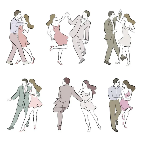 Collecte Beau Jeune Couple Fille Garçon Dansent Art Créatif Image — Image vectorielle