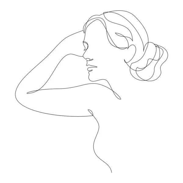 Silhouettes Girl Modern One Line Style Continuous Lady Line Drawing — Stock Vector