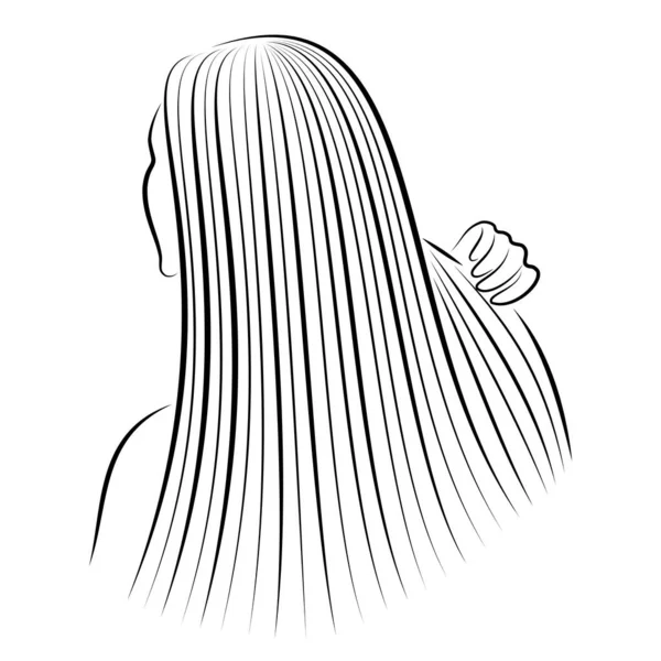 Rovné Krásné Dívčí Vlasy Dáma Krásná Stylová Laminace Keratin Narovnávání — Stockový vektor