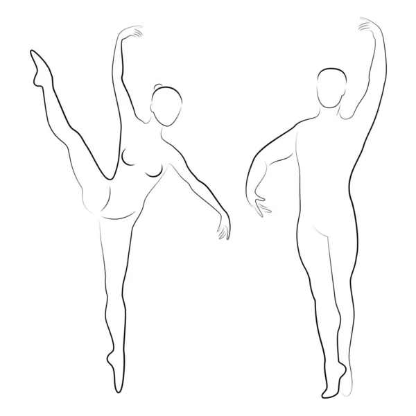 Silueta Una Linda Dama Juventud Bailan Ballet Mujer Hombre Tienen — Archivo Imágenes Vectoriales