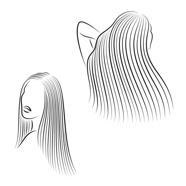 Kolekce Rovné Krásné Dívčí Vlasy Dáma Krásná Stylová Laminace Keratin — Stockový vektor