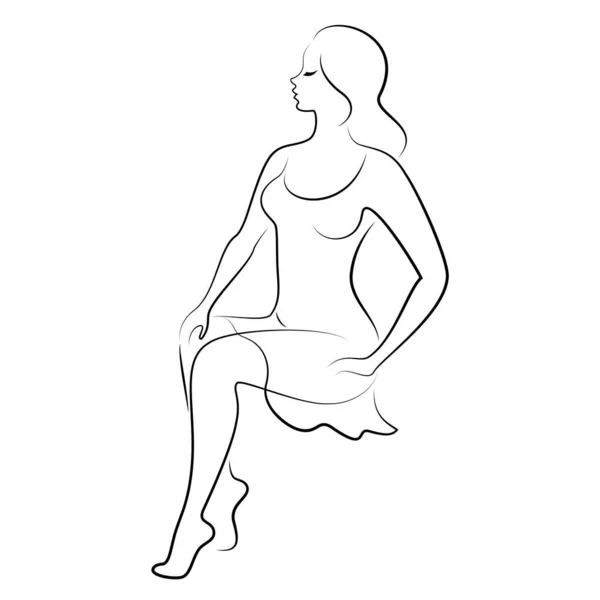 現代の連続ラインスタイルで女性のシルエット その少女は痩せていて美しい 審美的な装飾 ポスター ステッカー ロゴに適した女性 ベクターイラスト — ストックベクタ